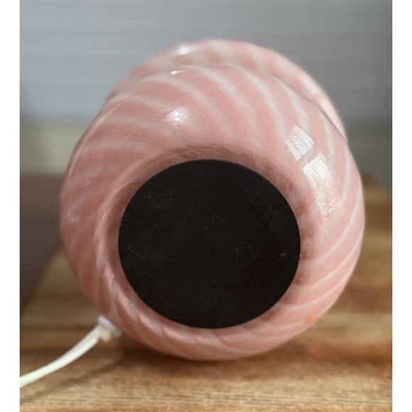 Mushroom Style White Swirl Gio Glass Desk Lamp Glass 8” Tall Hand Made Pink - Picture 5 of 5